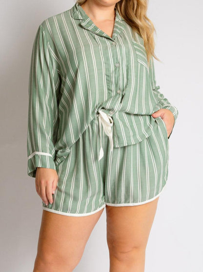 Striped Collared Lounge Set