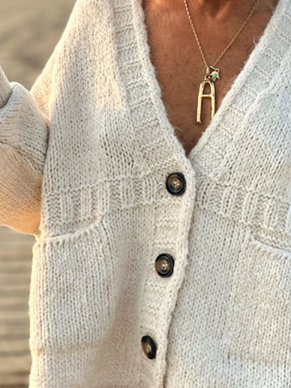 Pocketed V-Neck Cardigan