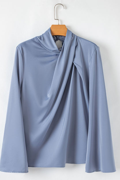 Blue Turtleneck Blouse
