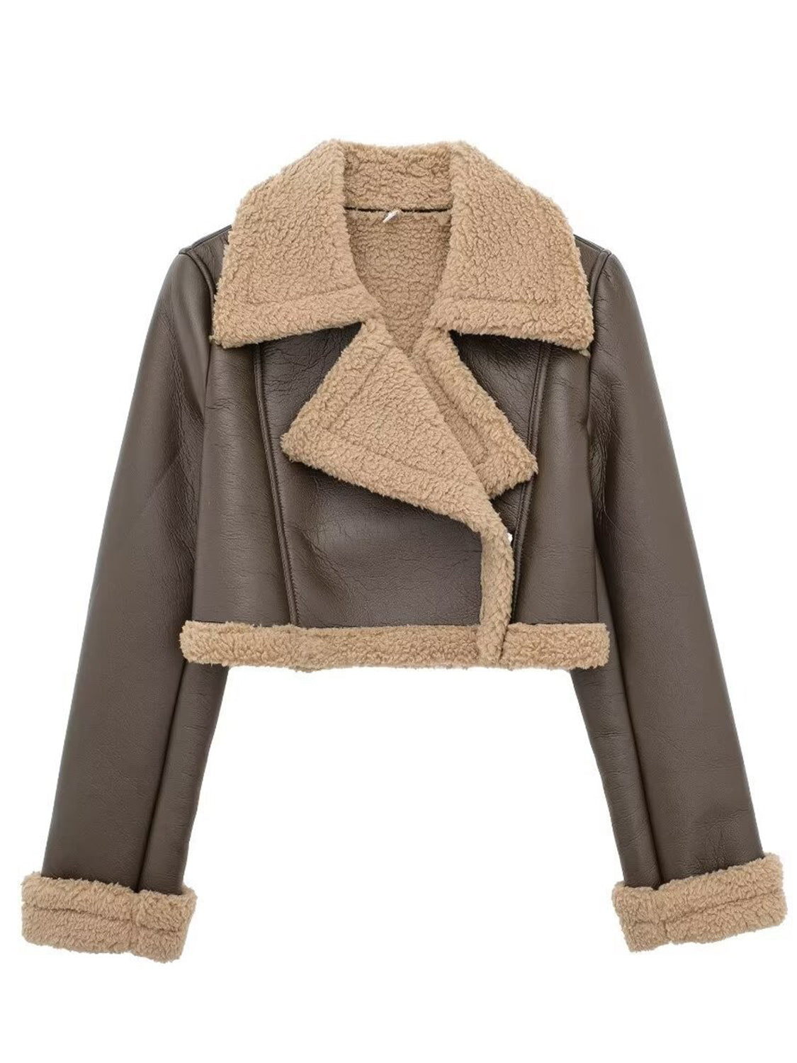 Collared Plush Cropped Jacket