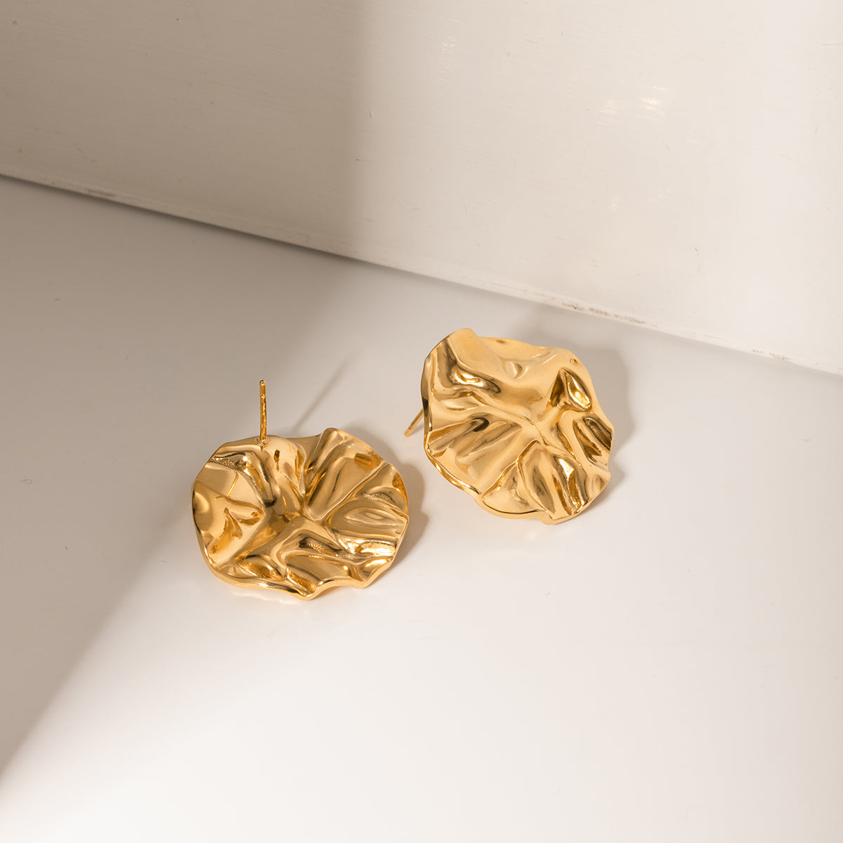 Gold Wave Stud Earrings