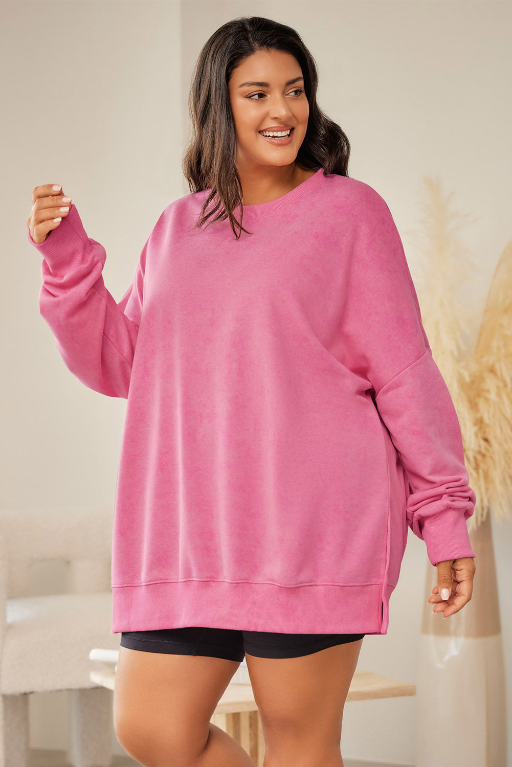 Pink Drop Shoulder Sweatshirt