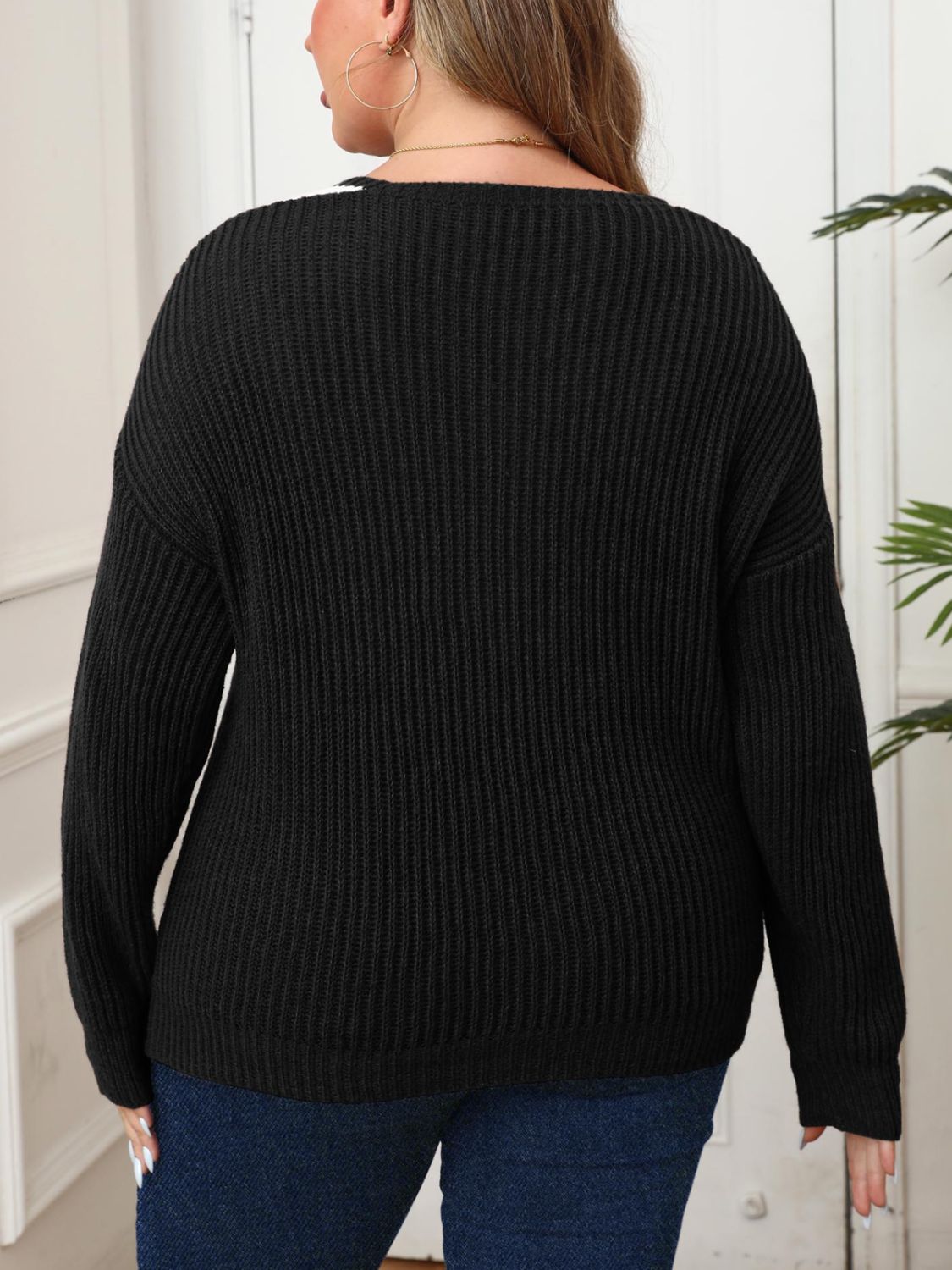 Contrast Long Sleeve Sweater