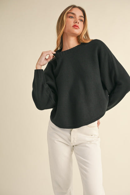 Black Dolman Sleeve Cropped Sweater