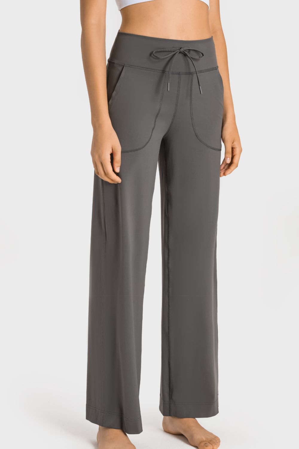 Drawstring Waist Wide Leg Pants