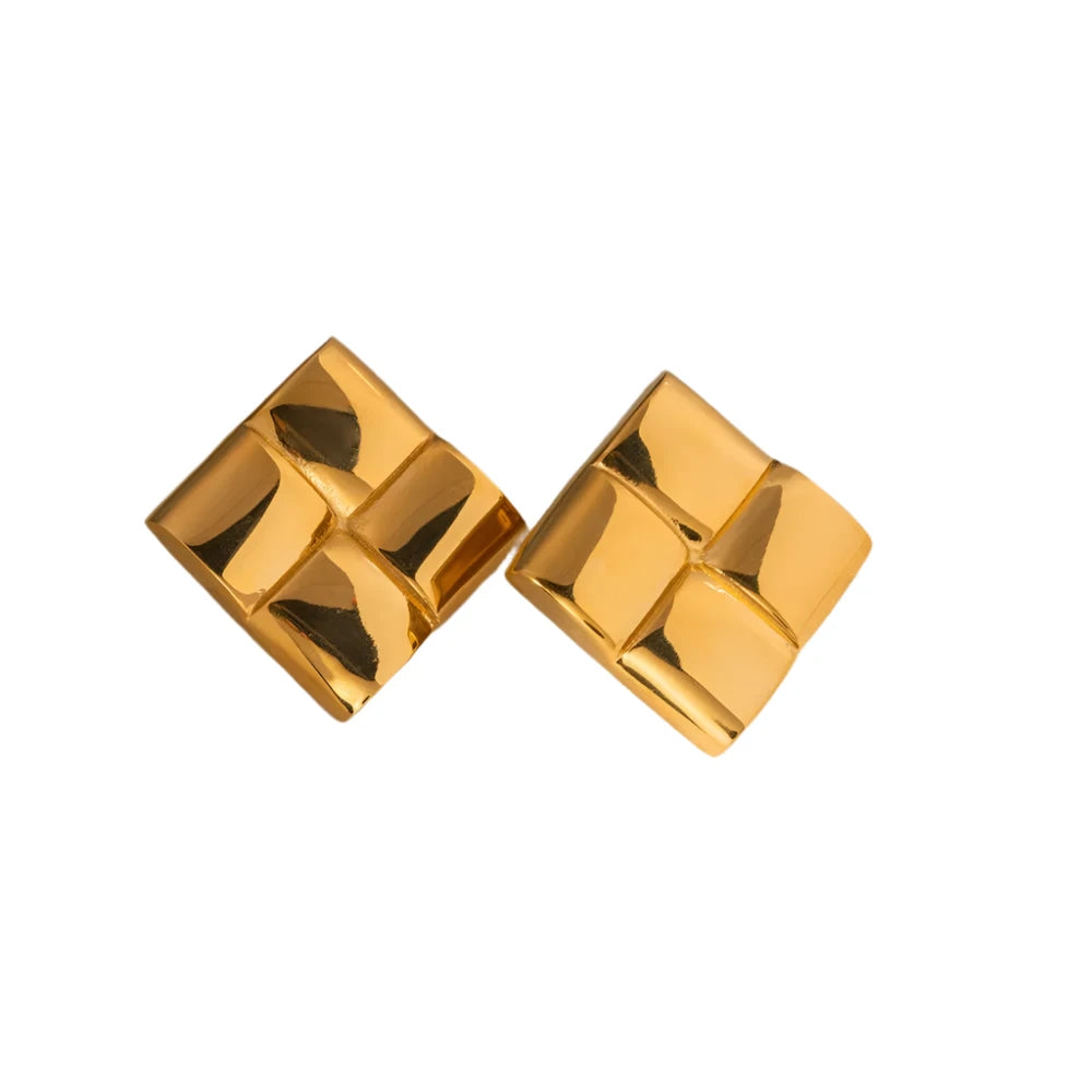 Gold Square Stud Earrings