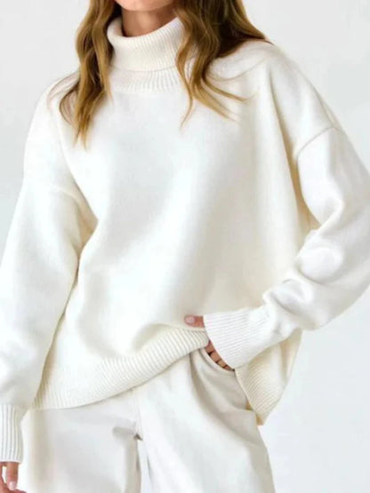 Turtleneck Dropped Shoulder Sweater