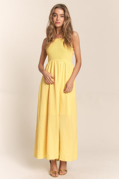 Texture Crisscross Back Tie Maxi Dress