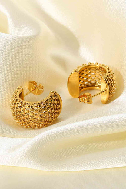 Gold Mesh Half Hoop Earrings