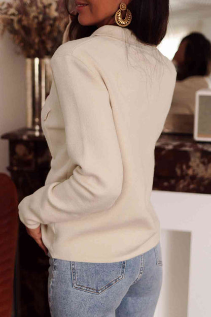 Cream Collared Knit Top