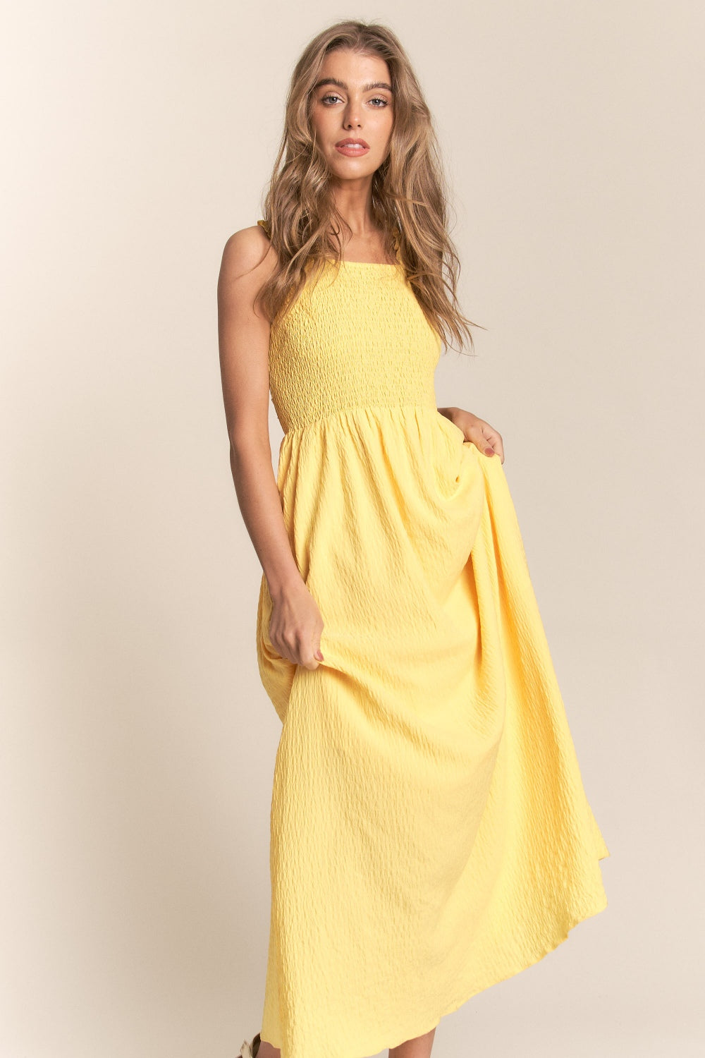 Texture Crisscross Back Tie Maxi Dress