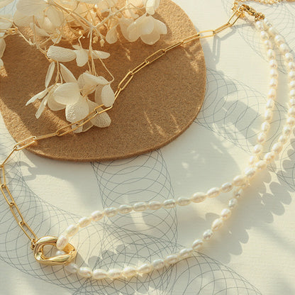 Gold-Plated Pearl Necklace