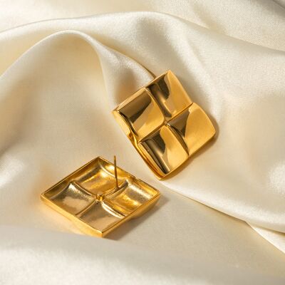 Gold Square Stud Earrings